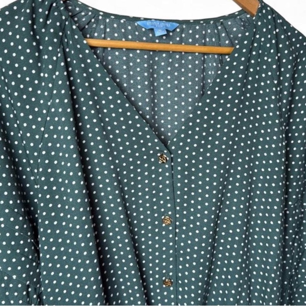 Draper James Forest Green Polka Dot Blouse - Picture 4 of 8
